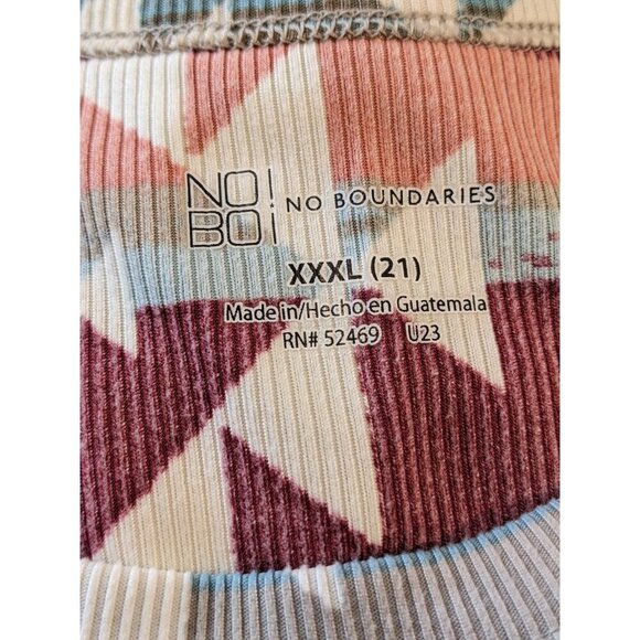 No Boundaries Aztec Print Womans Sz XXXL (21) Long Sleeve Ribbed Shirt Boho Fall - Picture 6 of 8